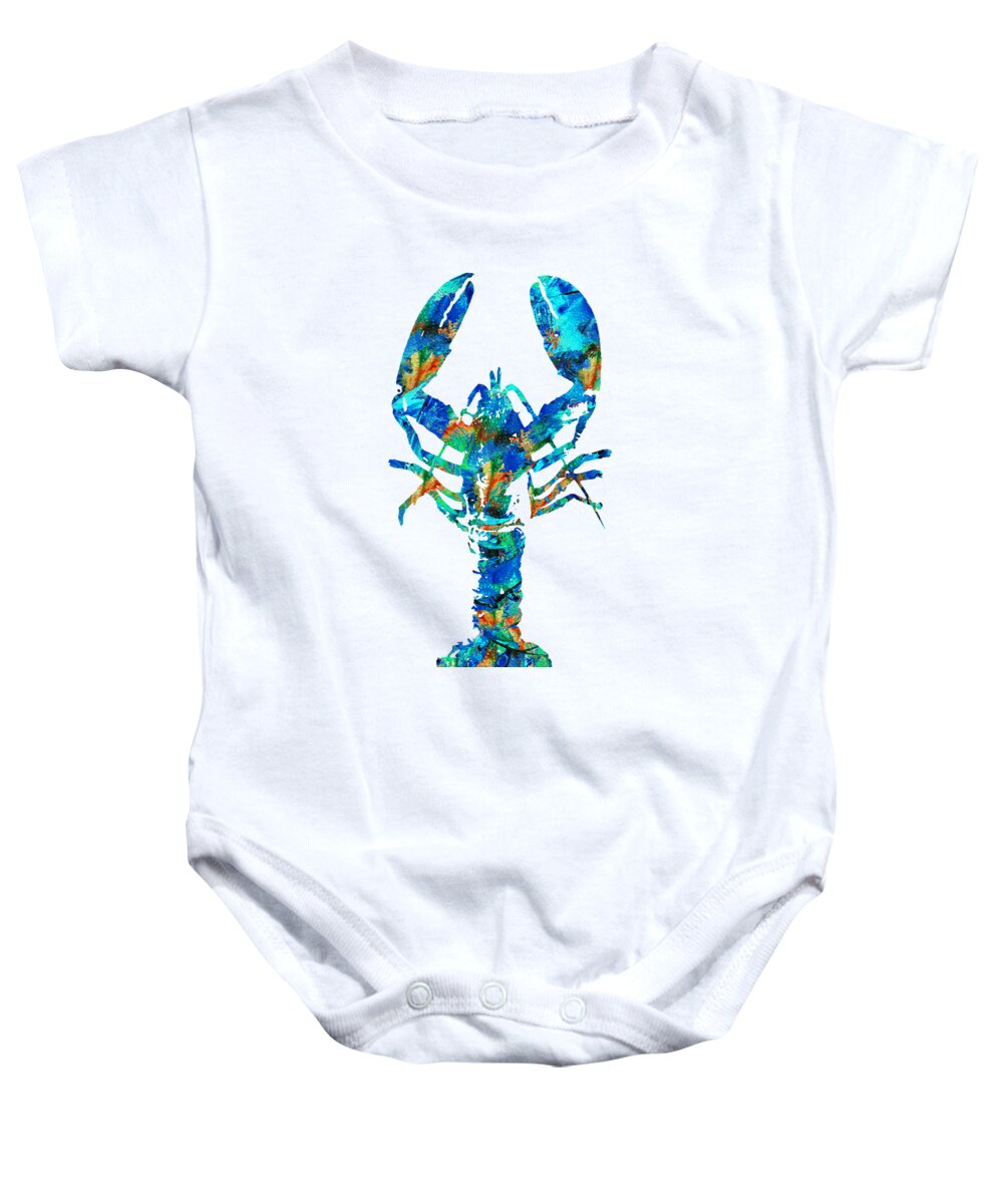 Lobster Baby Onesie featuring the painting Blue Lobster Art by Sharon Cummings by Sharon Cummings
