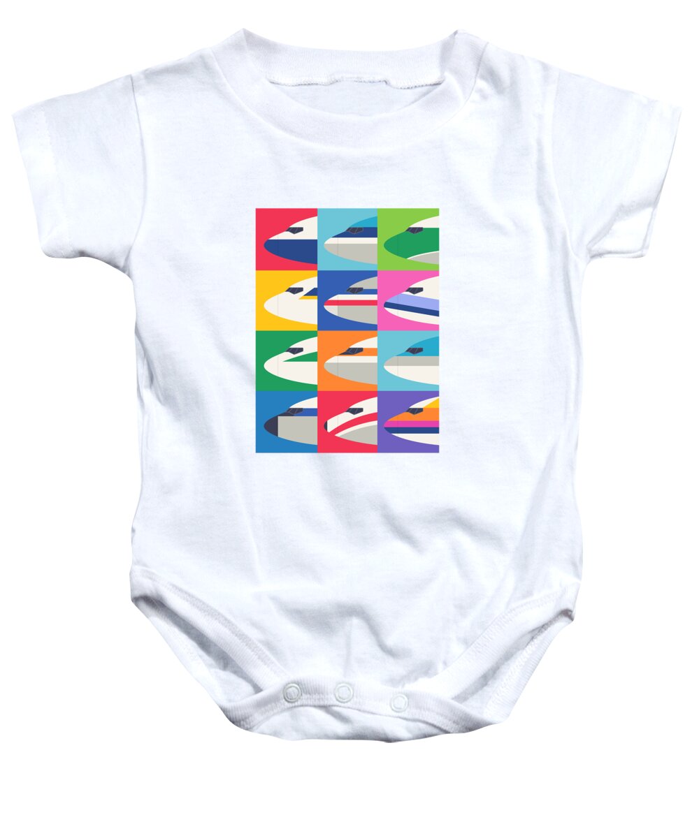 Airline Baby Onesie featuring the digital art Airline Livery Minimal - International by Organic Synthesis