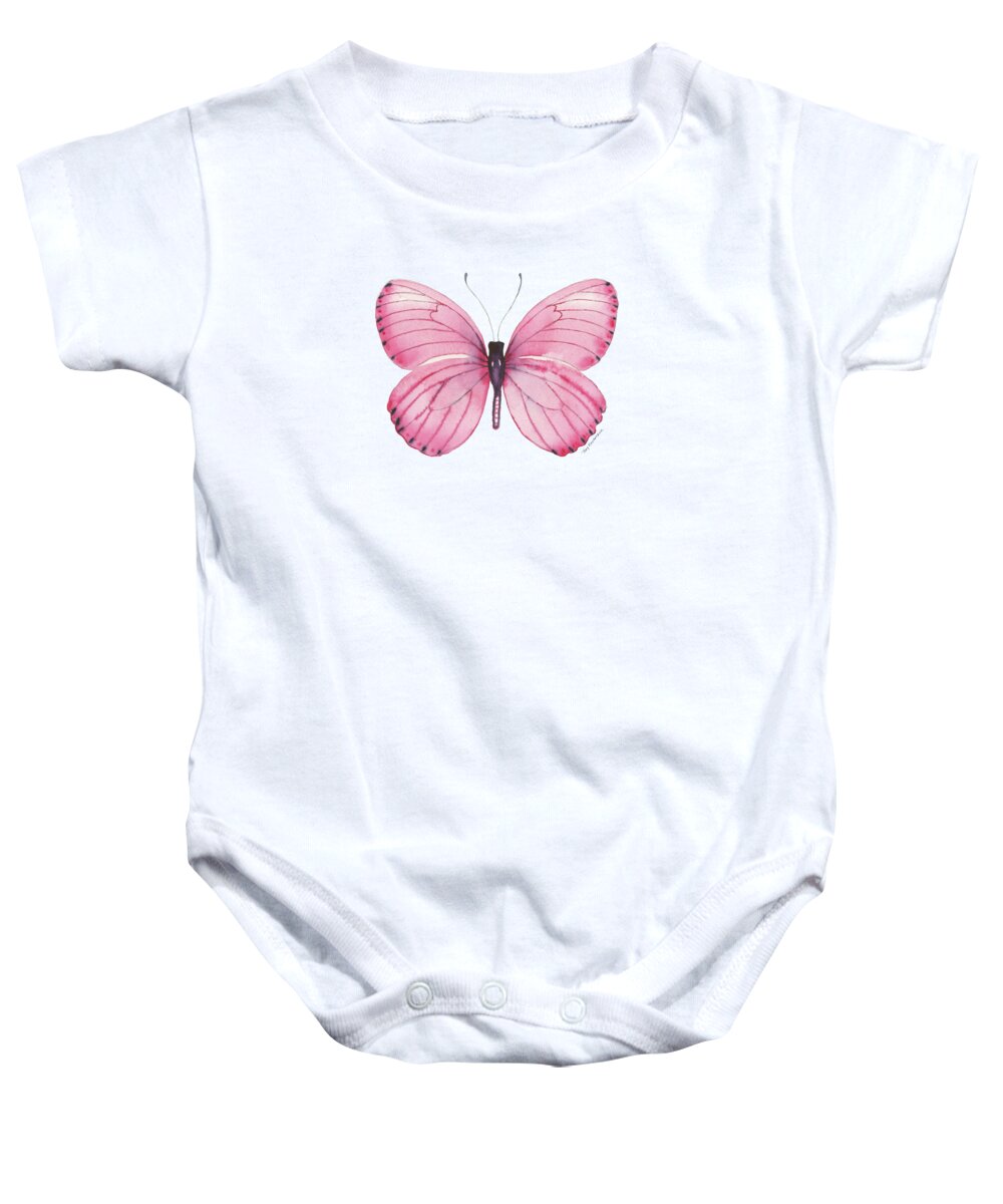 Pink Butterfly Baby Onesie featuring the painting 106 Pink Marcia Butterfly by Amy Kirkpatrick