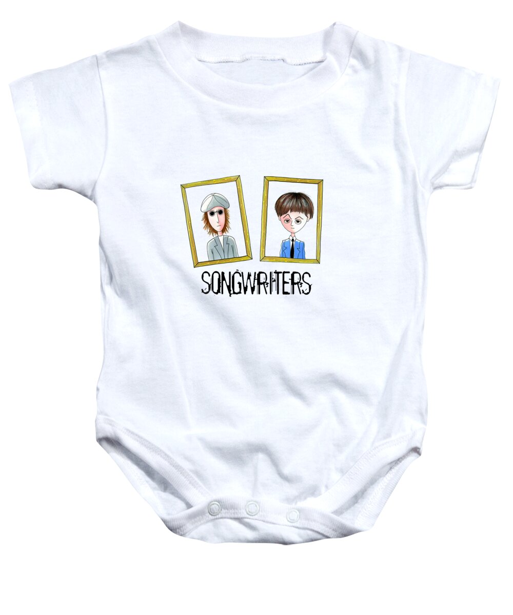 Beatles Baby Onesie featuring the painting Songwriters by Andrew Hitchen