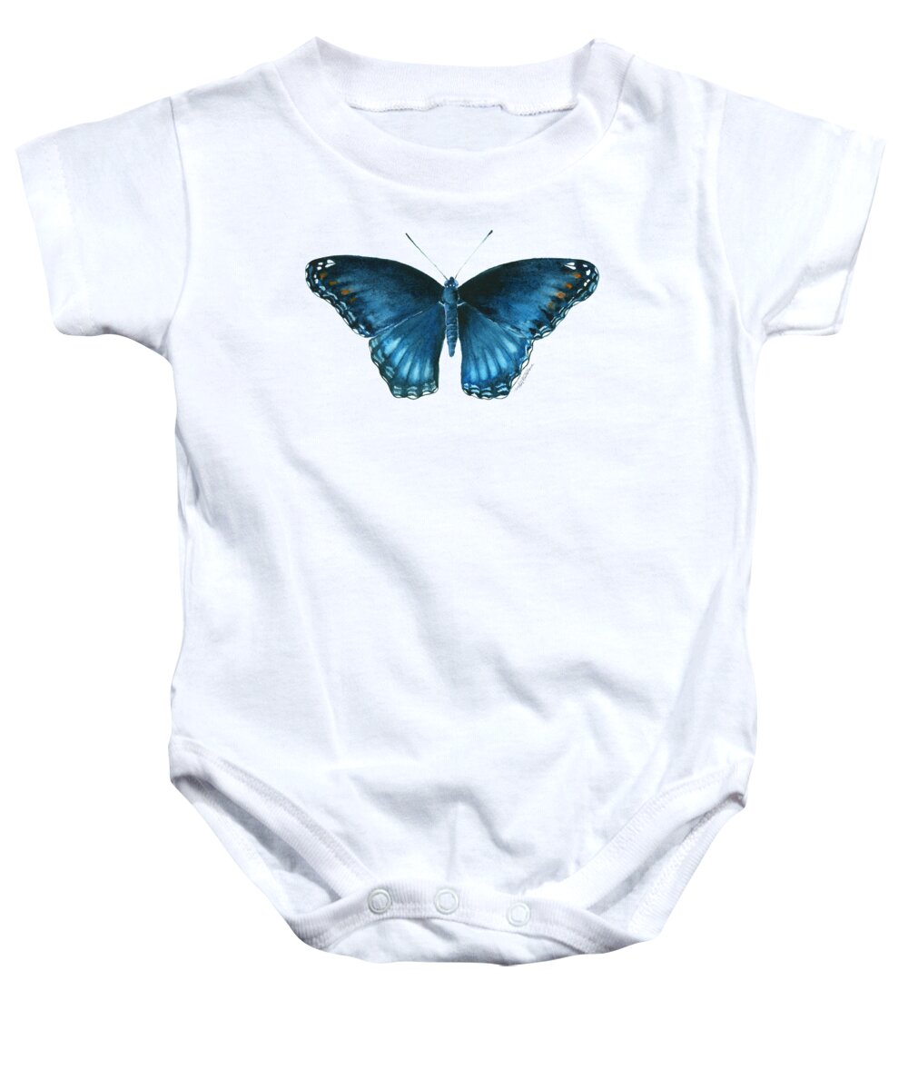 Blue Butterfly Baby Onesie featuring the painting 113 Brenton Blue Butterfly by Amy Kirkpatrick