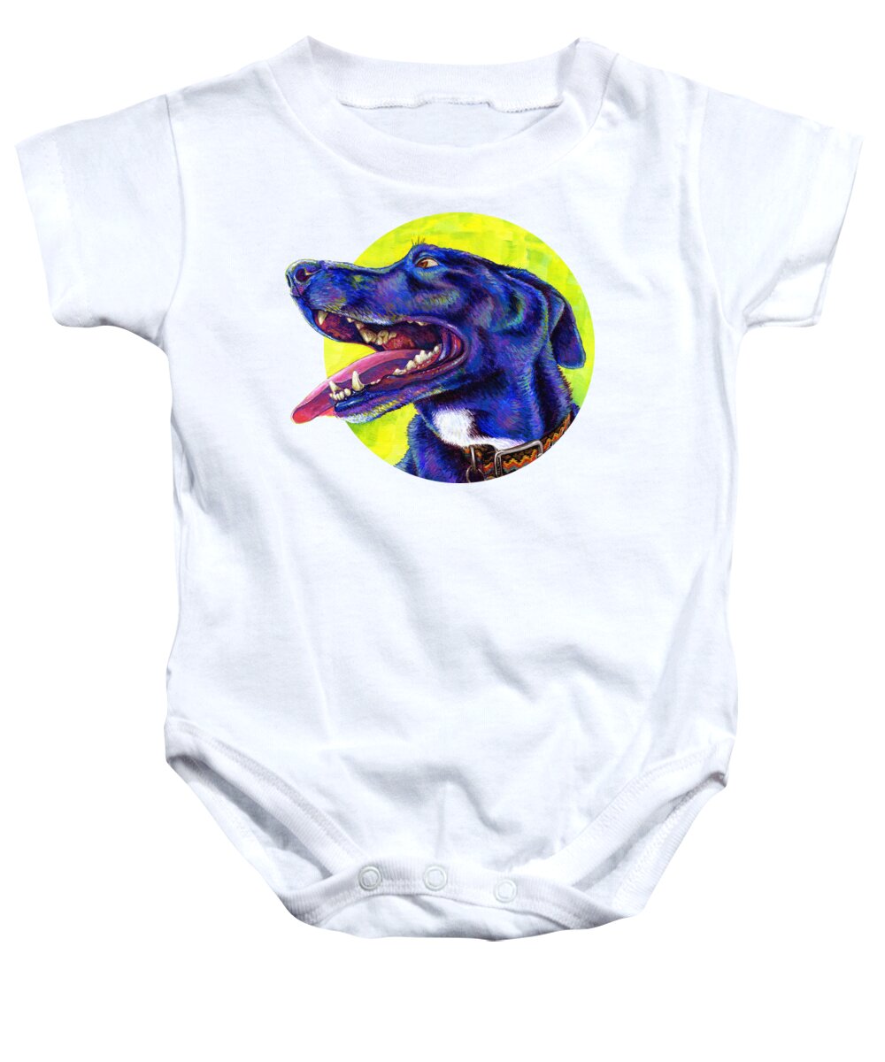 Labrador Retriever Baby Onesie featuring the painting Jubilation by Rebecca Wang