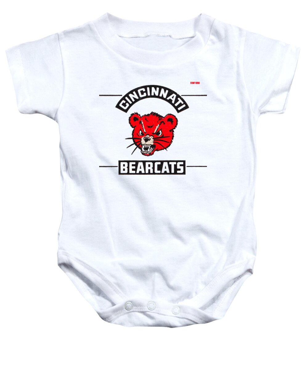  Baby Onesie featuring the mixed media Vintage Cincinnati Bearcats by Row One Brand