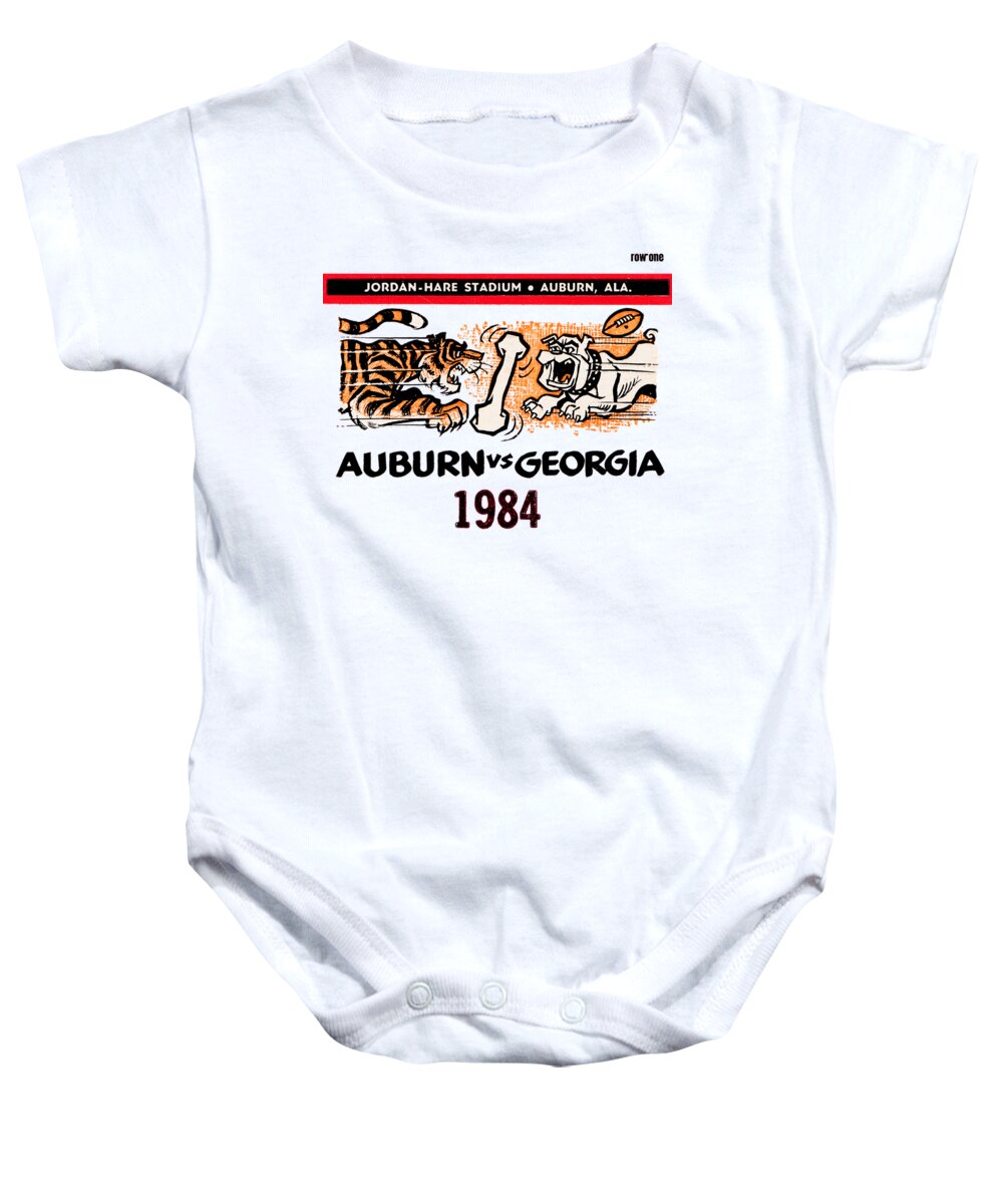 Auburn Baby Onesie featuring the drawing 1984 Auburn vs. Georgia by Row One Brand