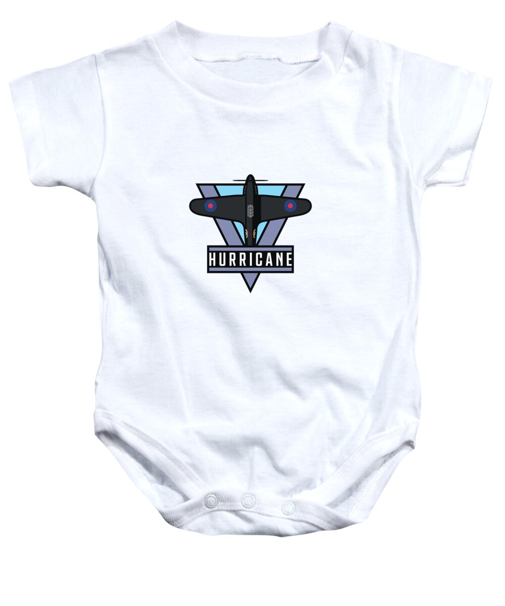 Aircraft Baby Onesie featuring the digital art Hurricane WWII Fighter Aircraft - Night by Organic Synthesis