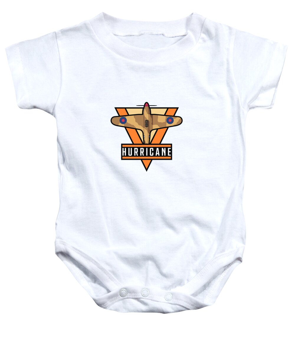Aircraft Baby Onesie featuring the digital art Hurricane WWII Fighter Aircraft - Desert Tropical by Organic Synthesis