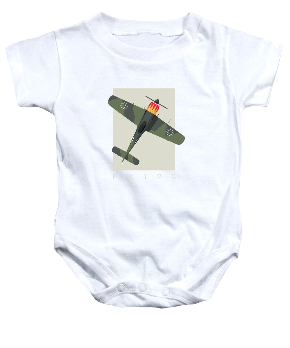 Aircraft Baby Onesie featuring the digital art Fw-190 German WWII Fighter Aircraft - Green by Organic Synthesis