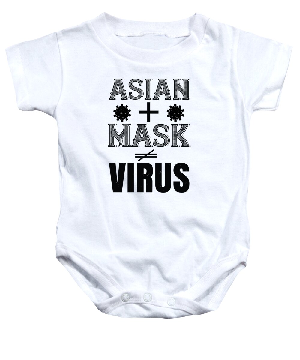 Sarcastic Baby Onesie featuring the digital art Asian Mask No Virus by Jacob Zelazny