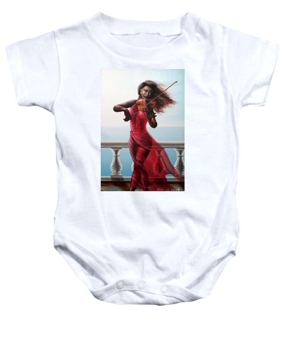 Portraits In Sounds Baby Onesie featuring the painting At Sea by Clement Bryant