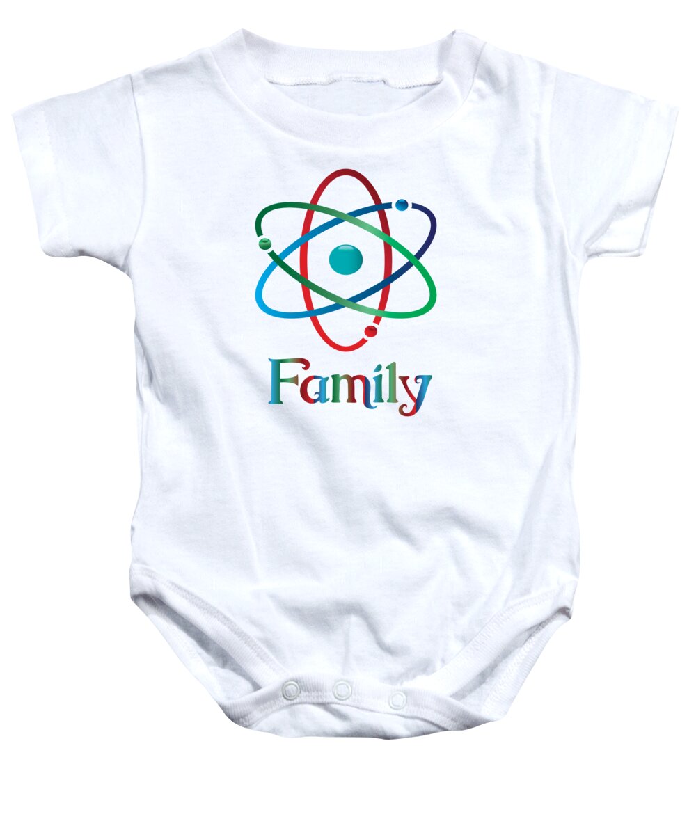 Atoms Family Baby Onesie featuring the digital art Atoms Family, Science, Shirt,Tshirt, Sweatshirt,Gift, Hoodie, Funny Shirt, Engineering, Engineer by David Millenheft