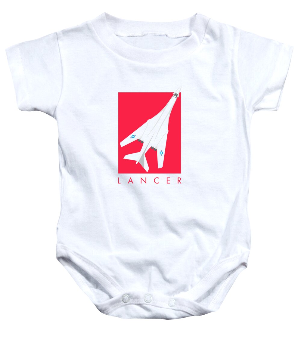 Aircraft Baby Onesie featuring the digital art B-1 Lancer Jet Bomber - Crimson by Organic Synthesis