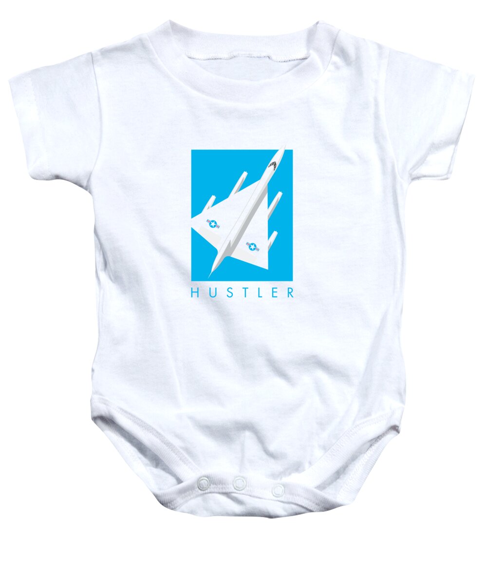 Airplane Baby Onesie featuring the digital art B-58 Hustler Supersonic Jet Bomber - Blue by Organic Synthesis