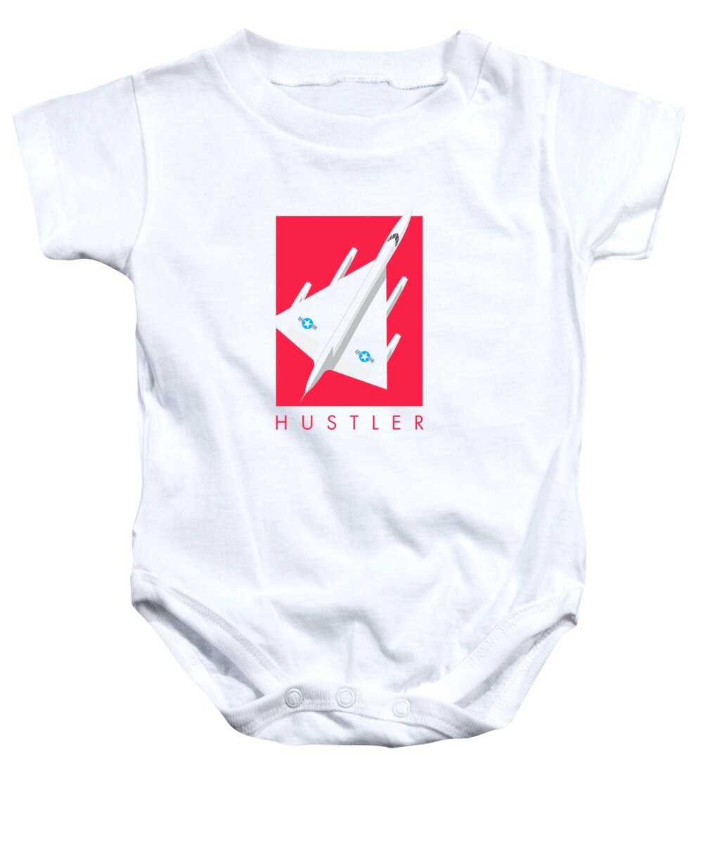 Airplane Baby Onesie featuring the digital art B-58 Hustler Supersonic Jet Bomber - Crimson by Organic Synthesis