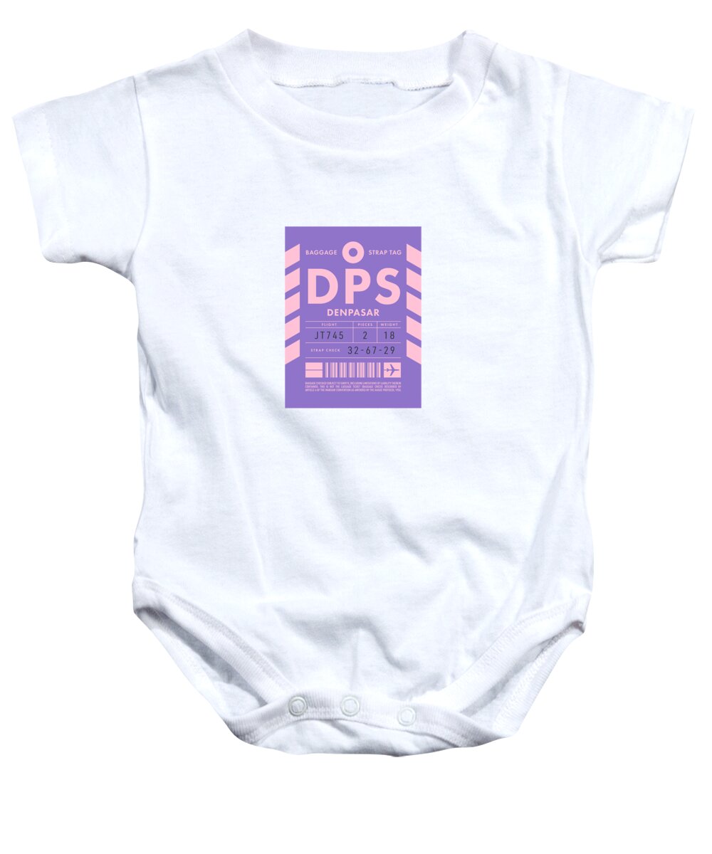 Airline Baby Onesie featuring the digital art Baggage Tag D - DPS Denpasar Bali Indonesia by Organic Synthesis