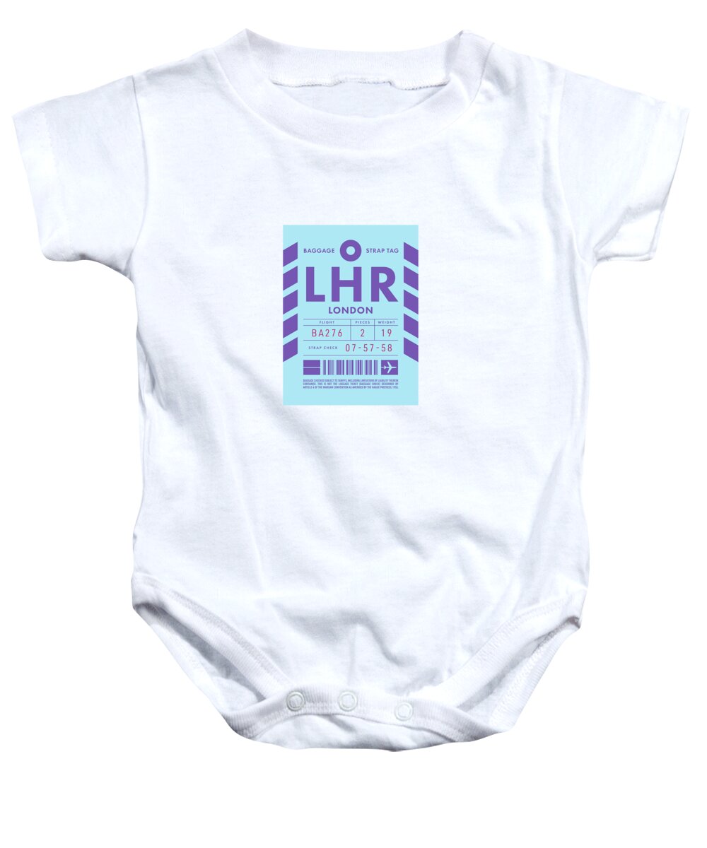 Airline Baby Onesie featuring the digital art Baggage Tag D - LHR London England UK by Organic Synthesis