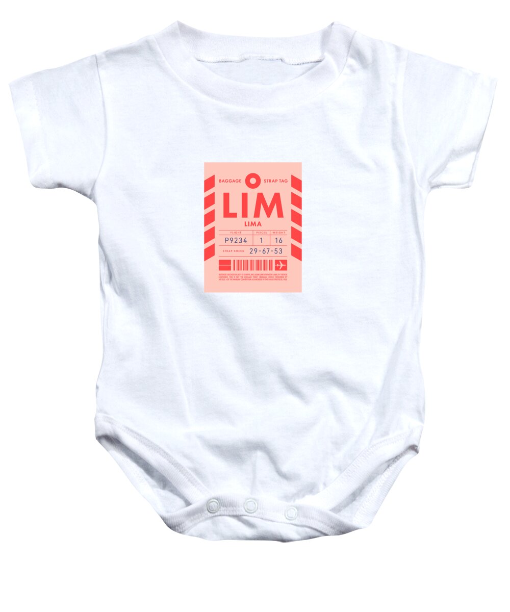 Airline Baby Onesie featuring the digital art Baggage Tag D - LIM Lima Peru by Organic Synthesis