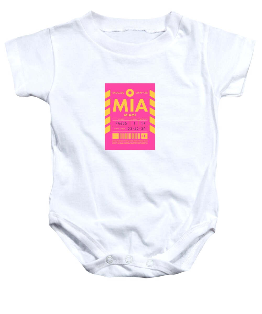 Airline Baby Onesie featuring the digital art Baggage Tag D - MIA Miami USA by Organic Synthesis