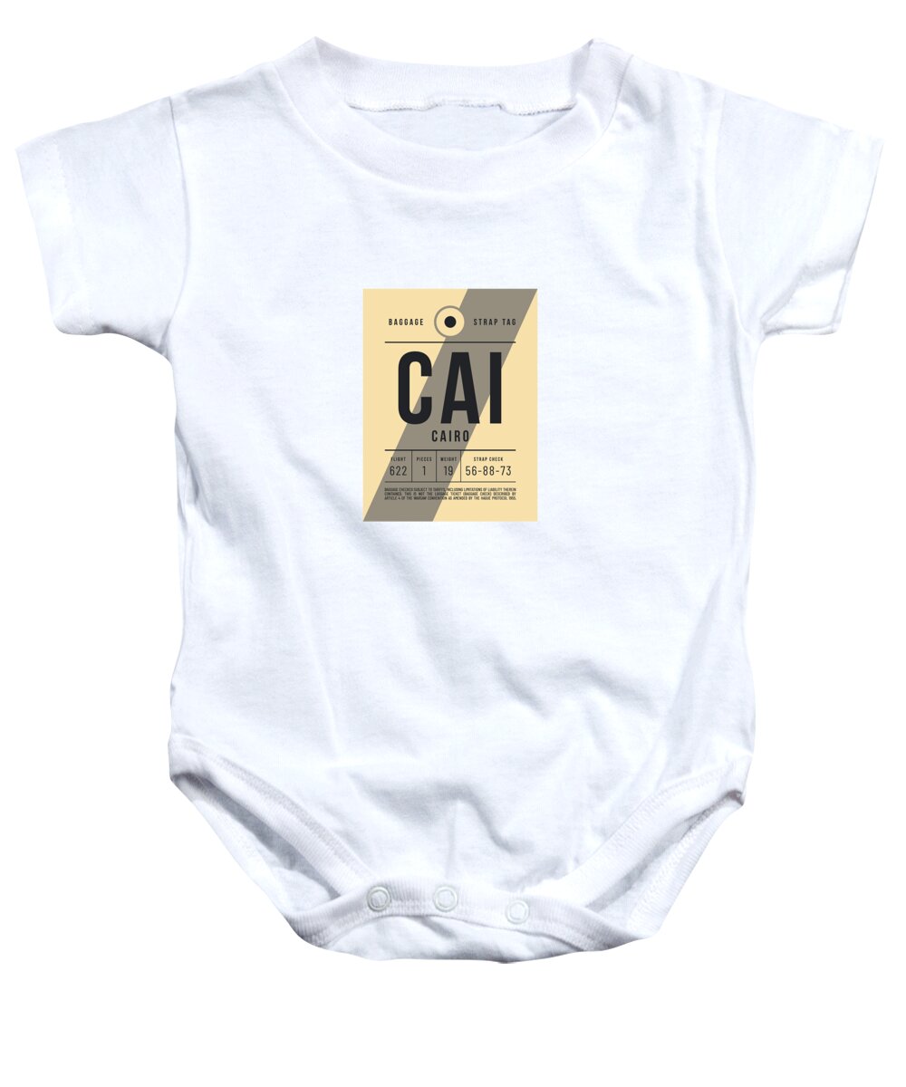 Airline Baby Onesie featuring the digital art Baggage Tag E - CAI Cairo Egypt by Organic Synthesis