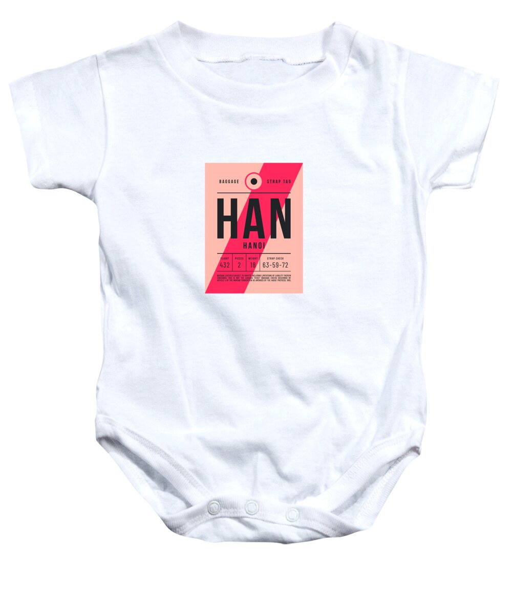 Airline Baby Onesie featuring the digital art Baggage Tag E - HAN Hanoi Vietnam by Organic Synthesis
