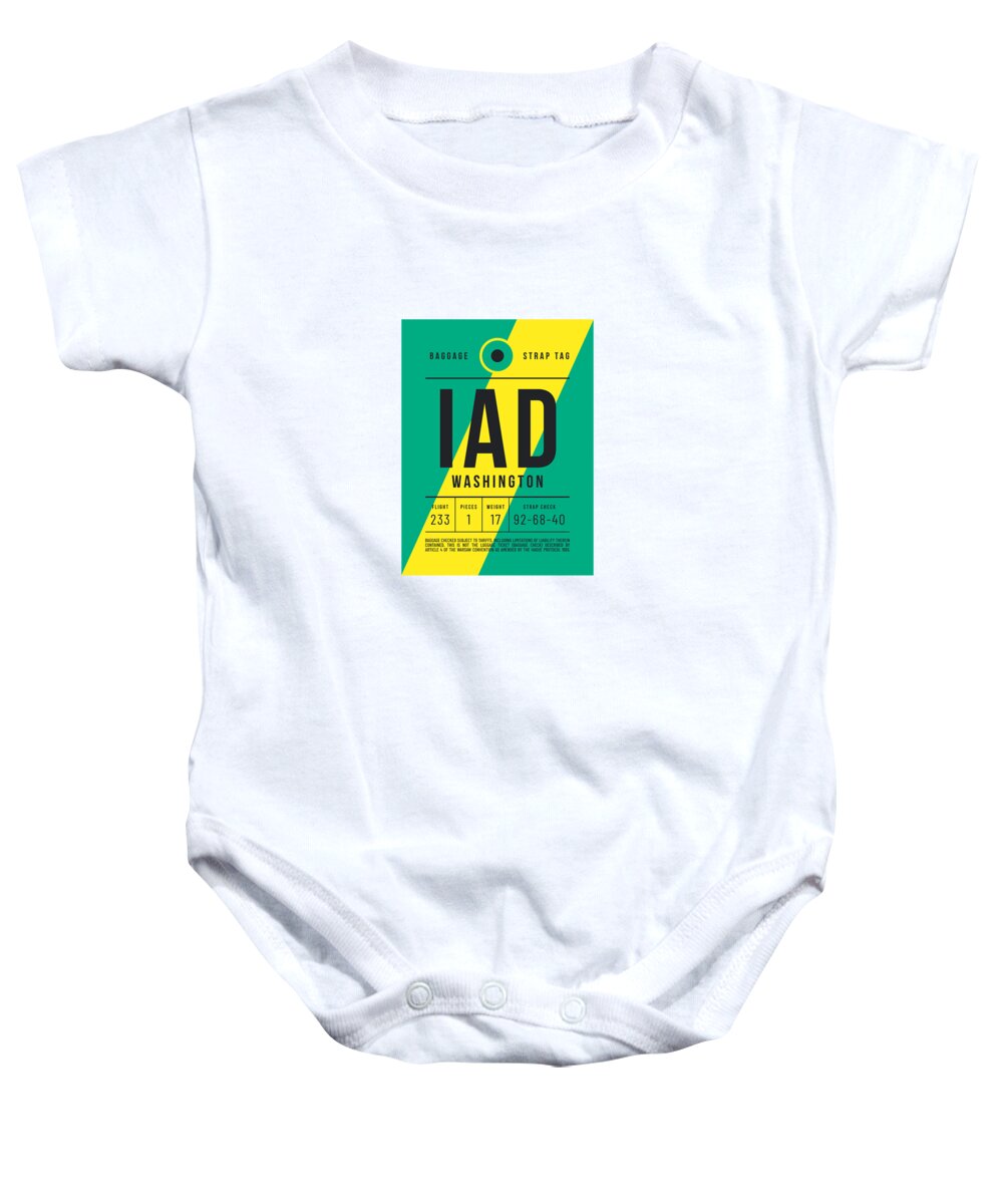Airline Baby Onesie featuring the digital art Baggage Tag E - IAD Washington USA by Organic Synthesis
