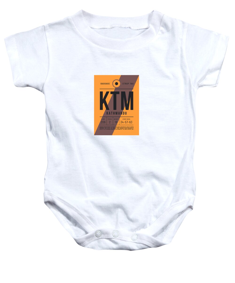 Airline Baby Onesie featuring the digital art Baggage Tag E - KTM Kathmandu Nepal by Organic Synthesis