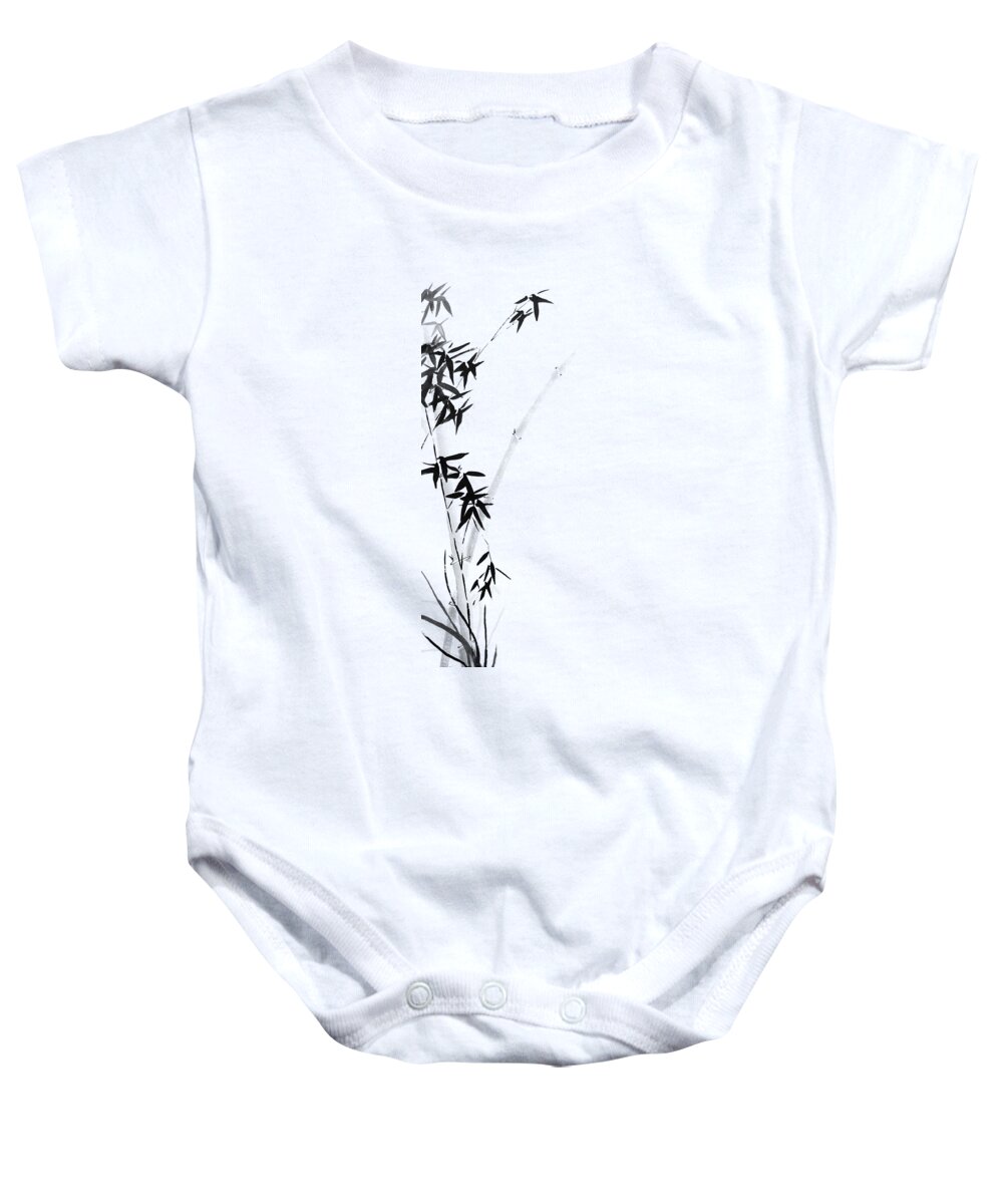 Chinese Baby Onesie featuring the painting Bamboo - Chinese Style - two - no Cally by Birgit Moldenhauer