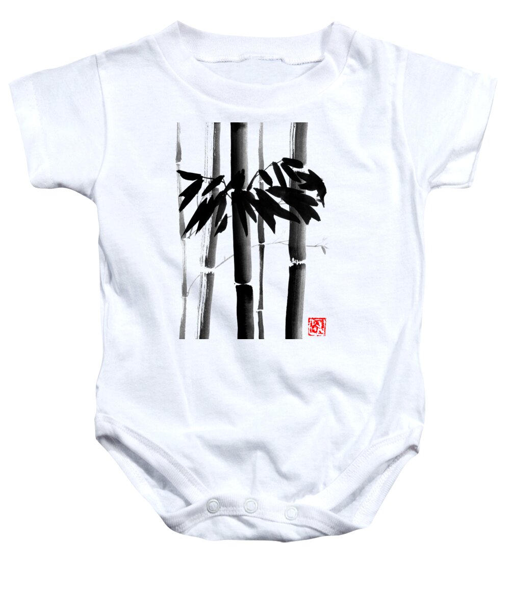 Bamboo Baby Onesie featuring the drawing Bambouquet by Pechane Sumie