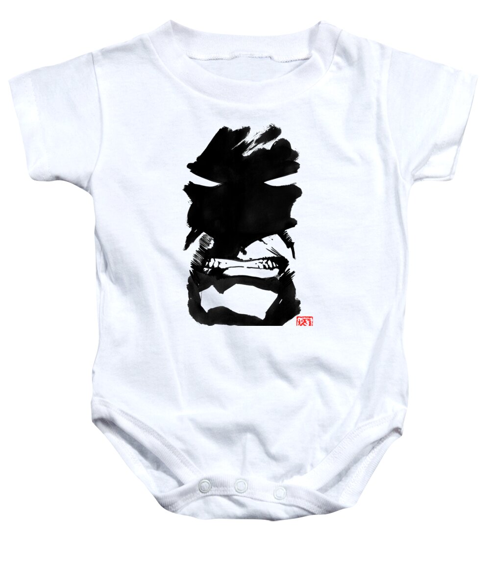 Batman Baby Onesie featuring the drawing Batman Face by Pechane Sumie