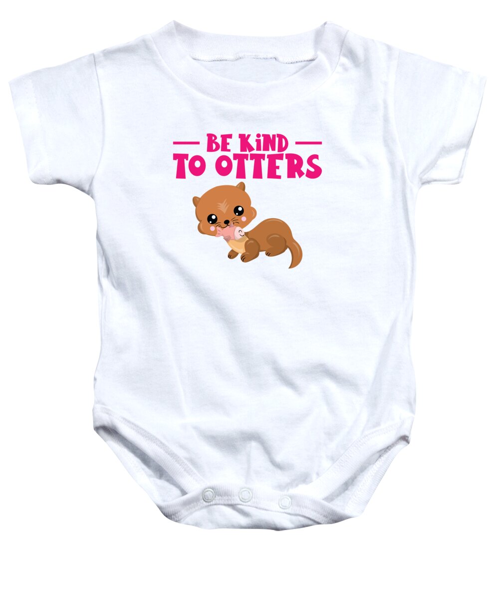 Otter Baby Onesie featuring the digital art Be Kind To Otters Otter Marten Rodents by Toms Tee Store