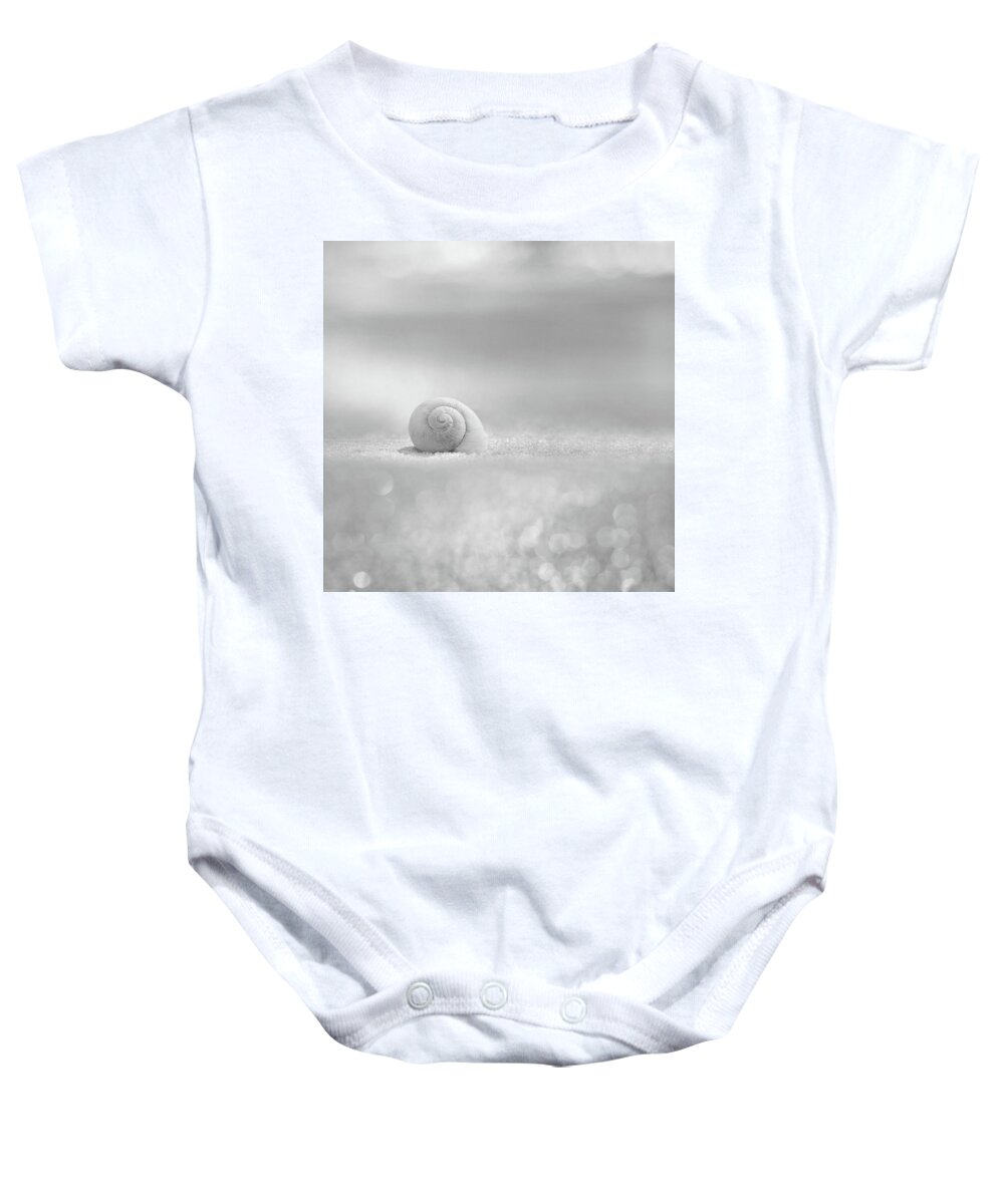 Shell Baby Onesie featuring the photograph Beach House Black and White by Laura Fasulo