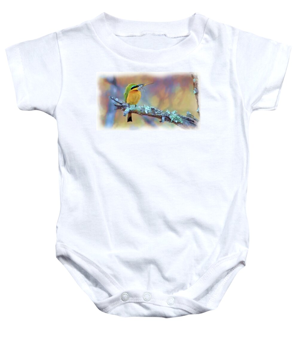 Bee-eater Baby Onesie featuring the painting Bee-eater by Joel Smith
