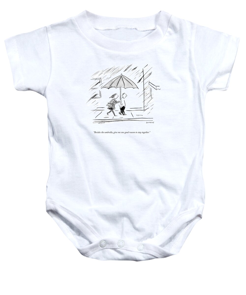 Besides The Umbrella Baby Onesie featuring the drawing Besides The Umbrella by Liza Donnelly