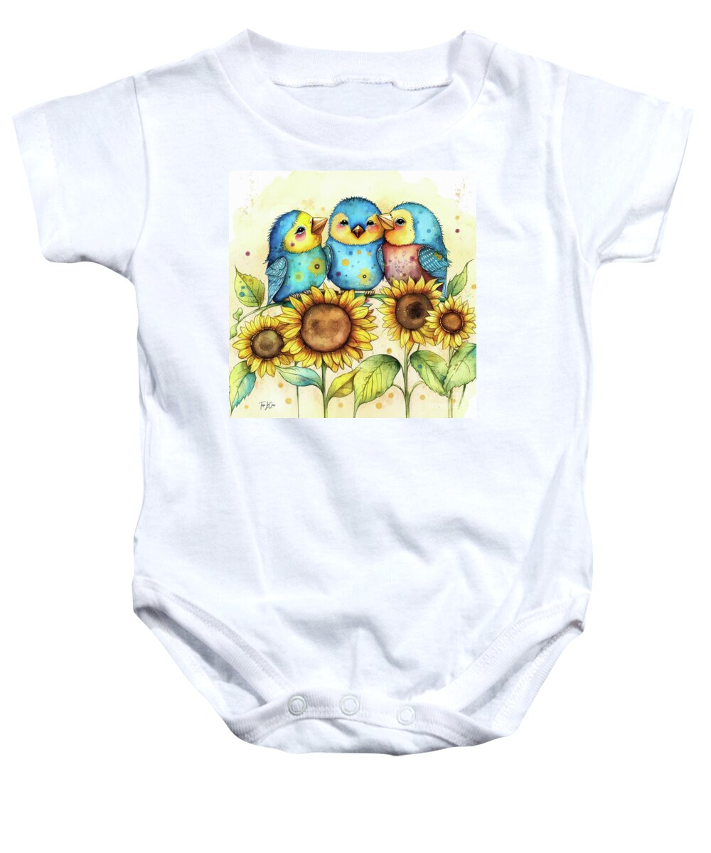 Bluebirds Baby Onesie featuring the painting Best Friend Bluebirds by Tina LeCour