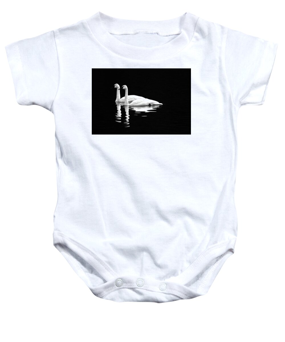 Swan Baby Onesie featuring the photograph Black and White Beauty by Jerry Cahill