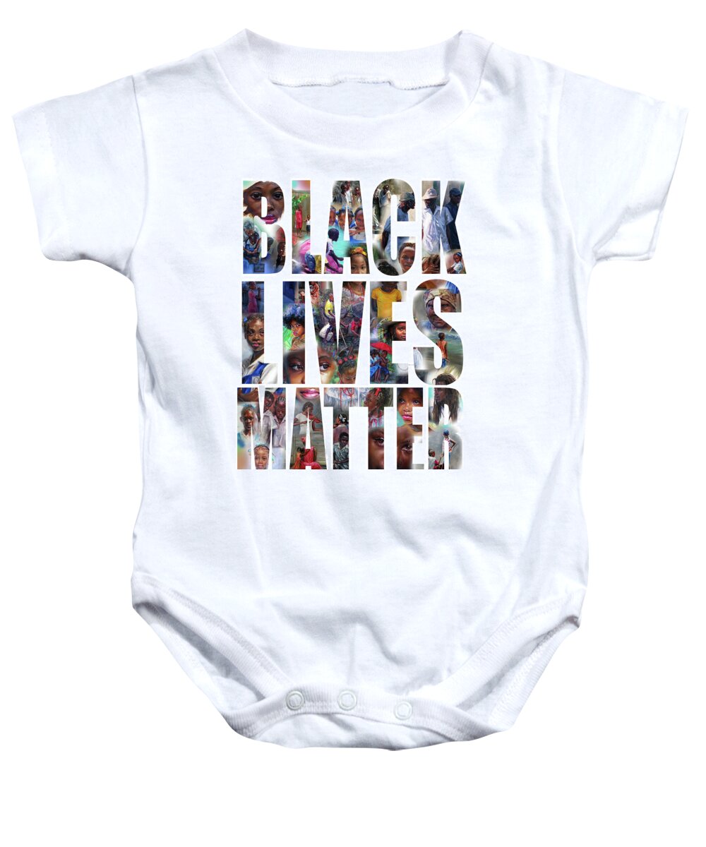 Black Lives Matter Baby Onesie featuring the painting Black Lives Matter- white background by Jonathan Gladding