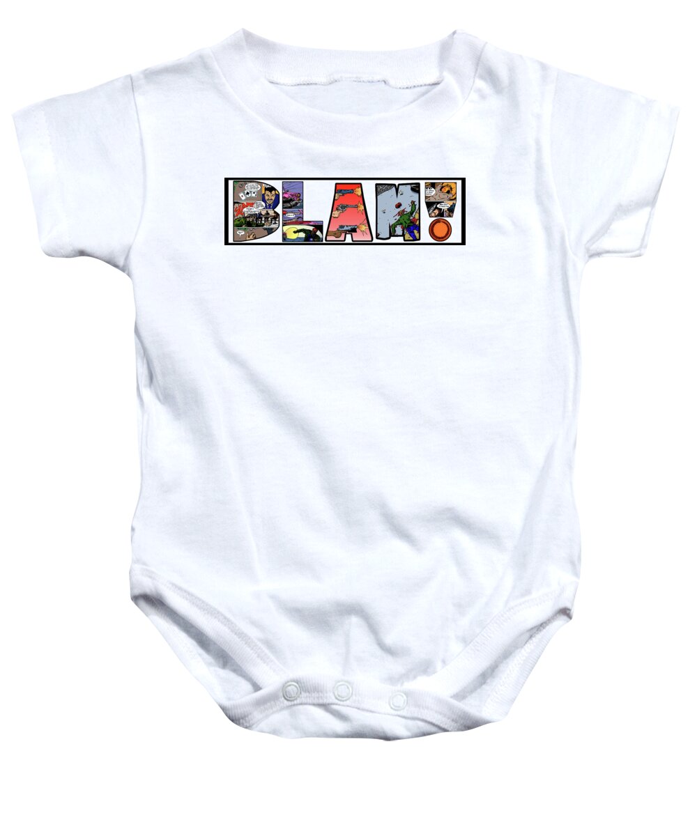 Illustration Baby Onesie featuring the digital art BLAM from the Modern Mythos Series by Christopher W Weeks