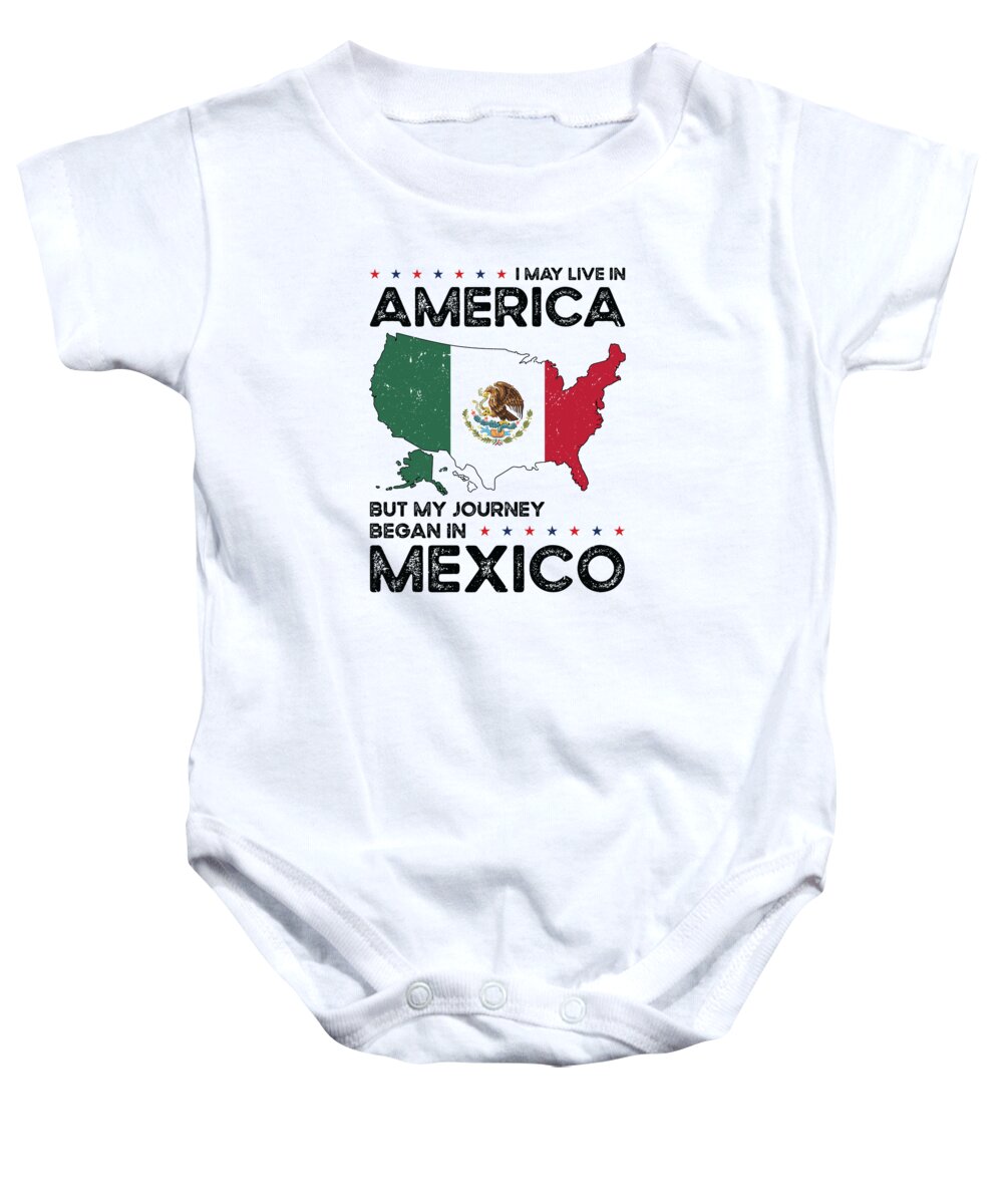 Mexico Baby Onesie featuring the digital art Born Mexican Mexico American USA Citizenship by Toms Tee Store