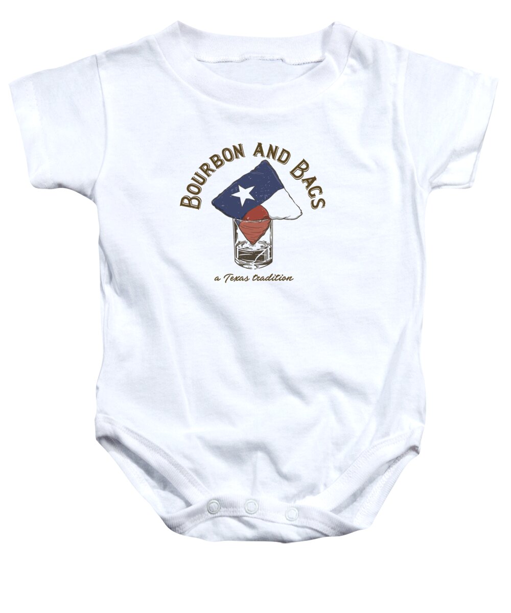 Texas Baby Onesie featuring the digital art Bourbon And Bags by Kevin Putman
