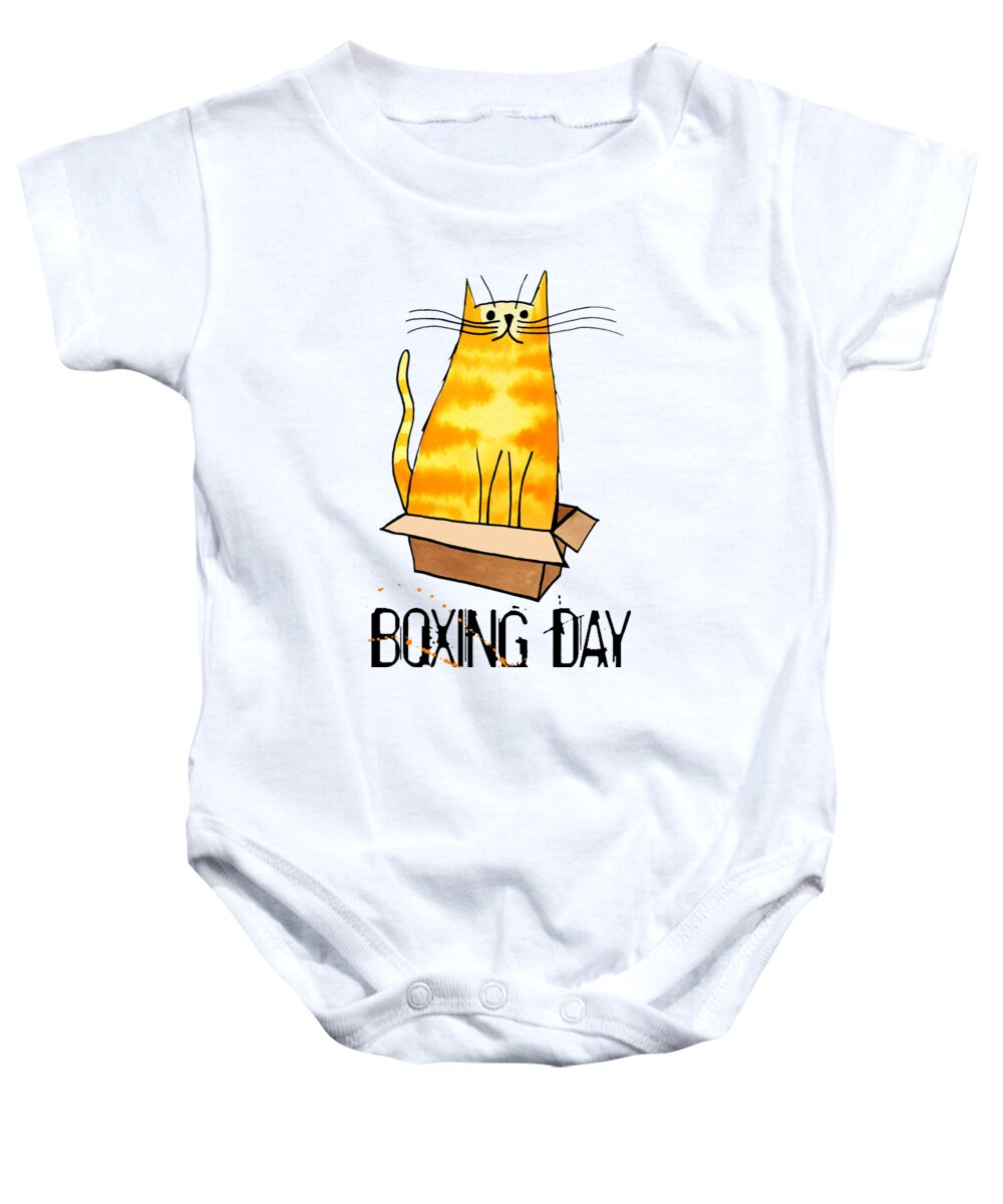 Cat Baby Onesie featuring the painting Boxing Day by Andrew Hitchen