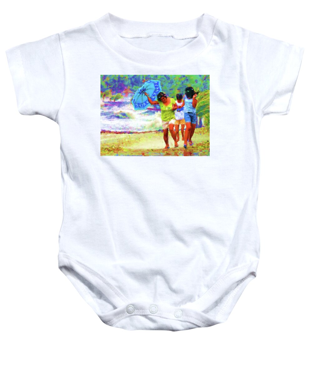 Storm Baby Onesie featuring the painting Braving the Storm by Joel Smith
