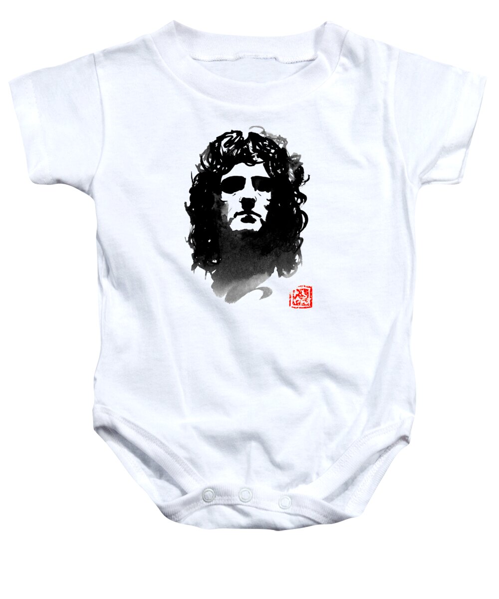 Brian May Baby Onesie featuring the painting Brian May 03 by Pechane Sumie