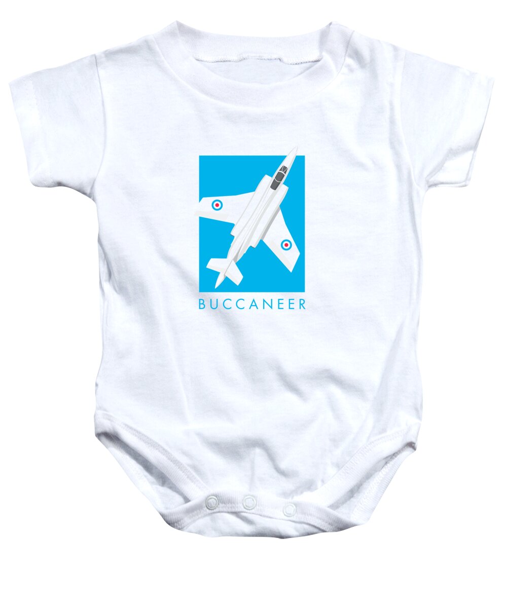 Aircraft Baby Onesie featuring the digital art Buccaneer Jet Aircraft - Cyan by Organic Synthesis