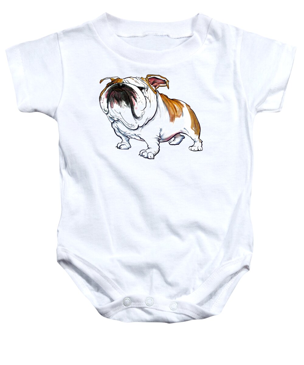 Bulldog Baby Onesie featuring the drawing Bulldog Caricature by John LaFree