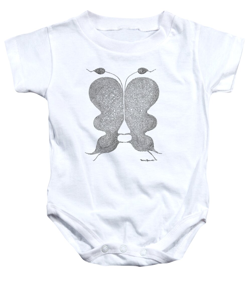 Abstract Baby Onesie featuring the drawing Butterfly No.9 by Fei A