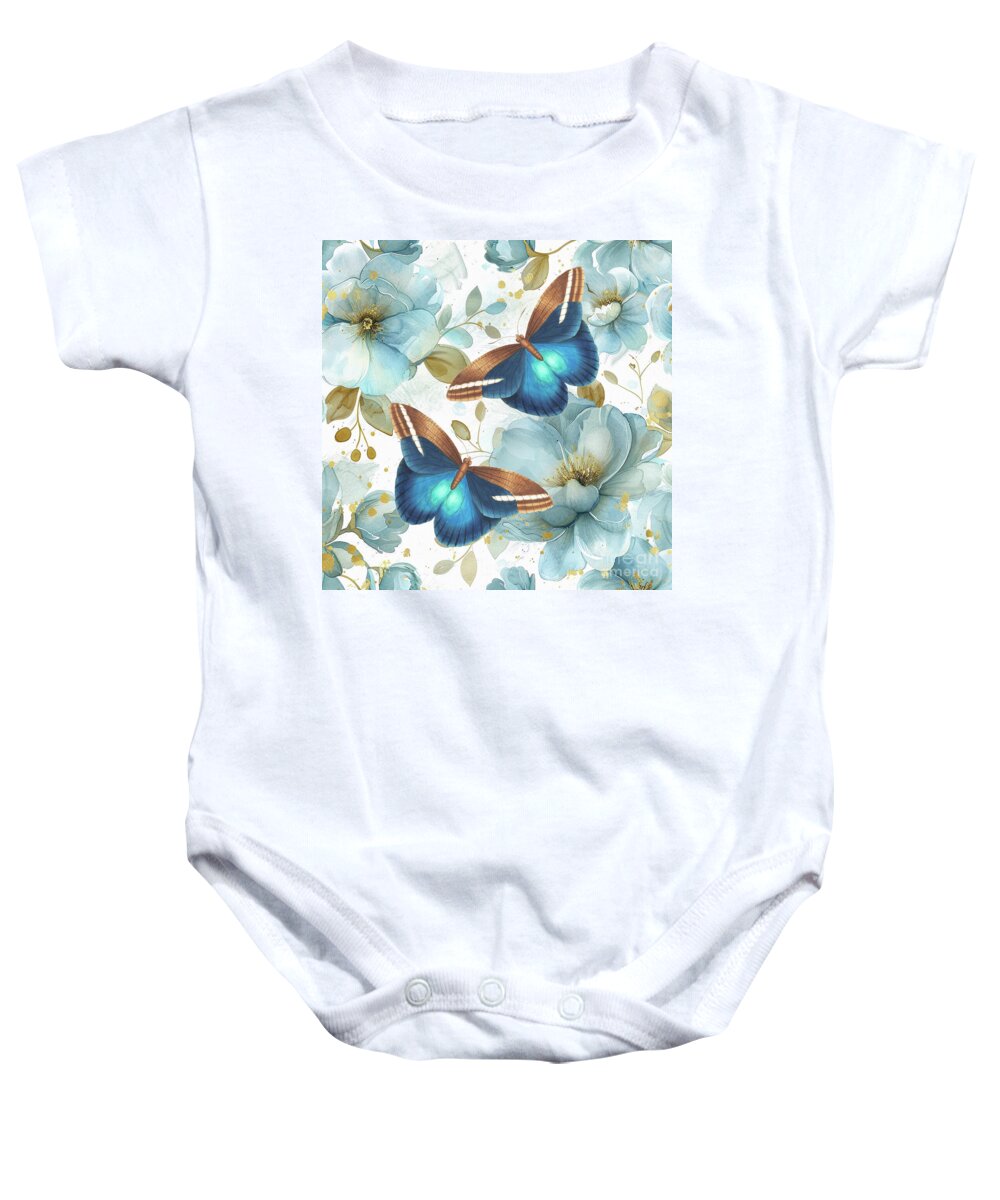 Butterflies Baby Onesie featuring the painting Butterfly Romance by Tina LeCour