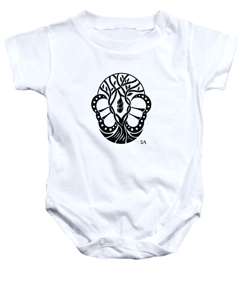 Black And White Baby Onesie featuring the digital art Butterfly by Silvio Ary Cavalcante