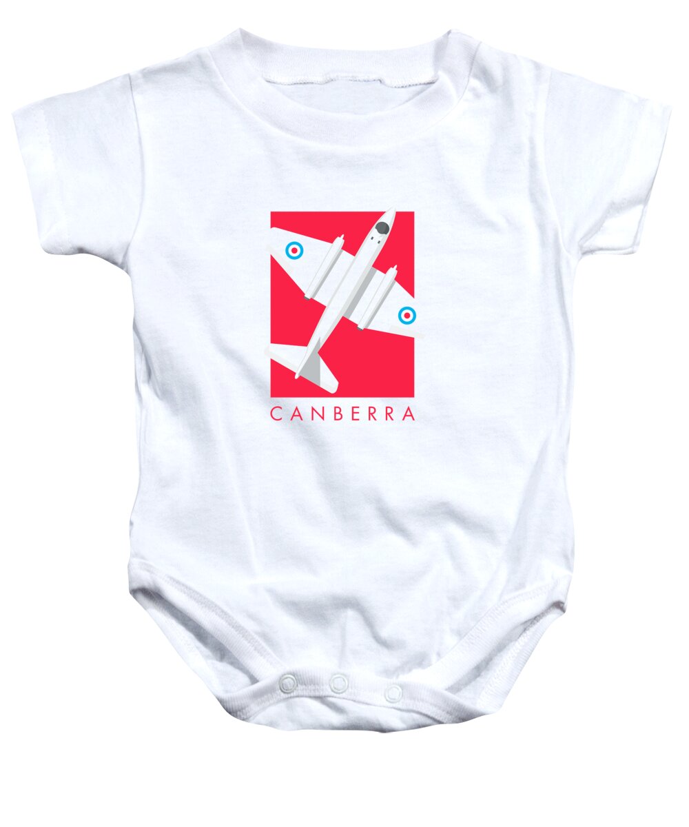 Aircraft Baby Onesie featuring the digital art Canberra First Generation Jet - Crimson by Organic Synthesis