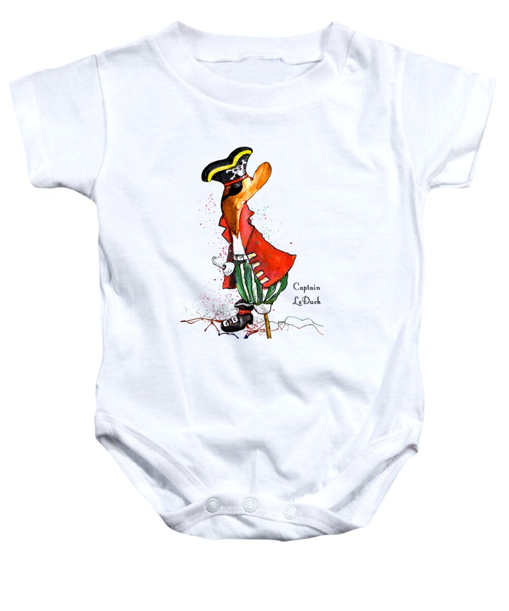 Duck Baby Onesie featuring the painting Captain LeDuck by Miki De Goodaboom
