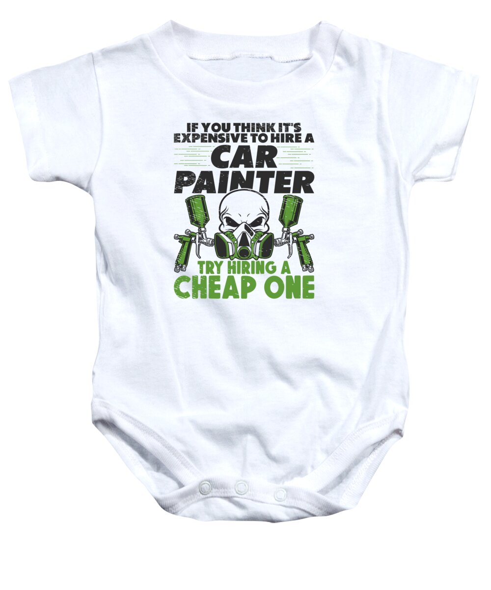 Car Painter Baby Onesie featuring the digital art Car Painter Automobiles Spray Paint Spray Guns by Toms Tee Store