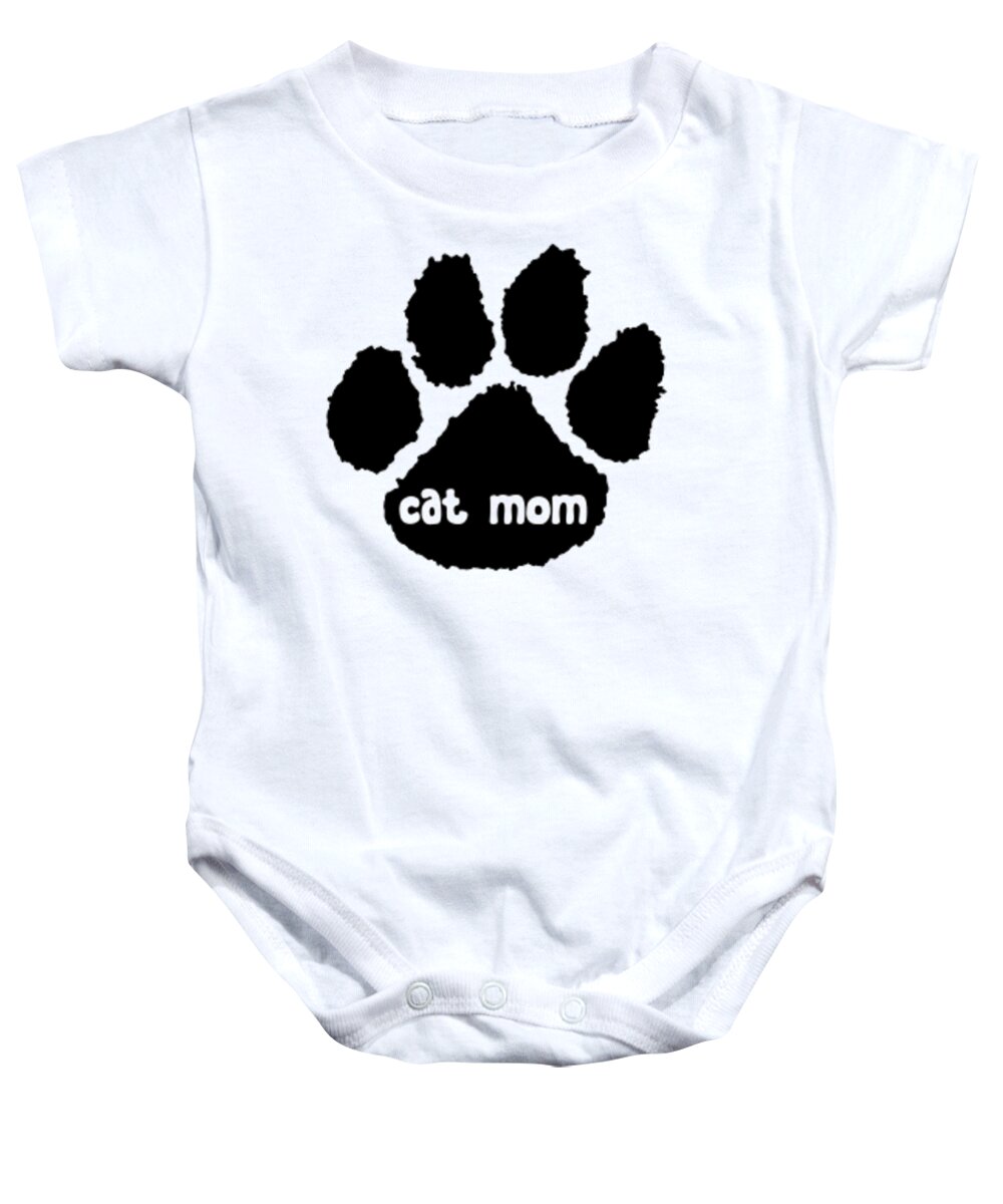 Cat Baby Onesie featuring the digital art Cat Mom by Denise Morgan
